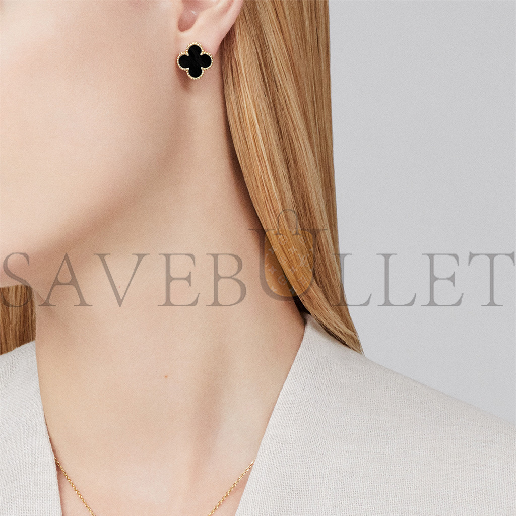 V*N CL*F arpels vintage alhambra earrings - yellow gold, onyx  vcara44200